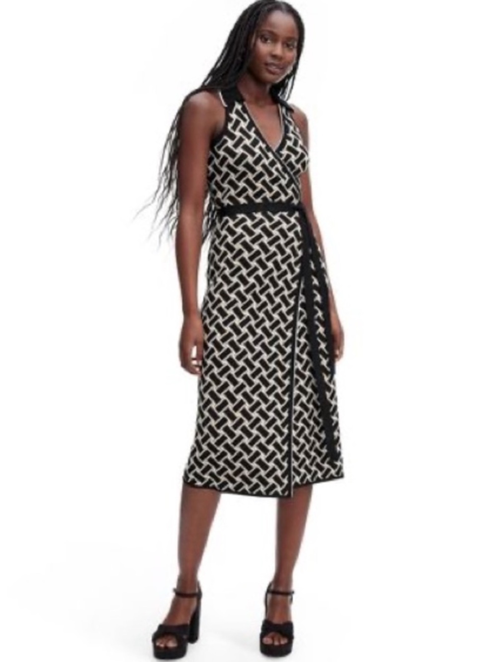 Diane von Furstenberg for Target Vintage Weave Knit Wrap Midi Dress Size Small - Picture 2 of 11